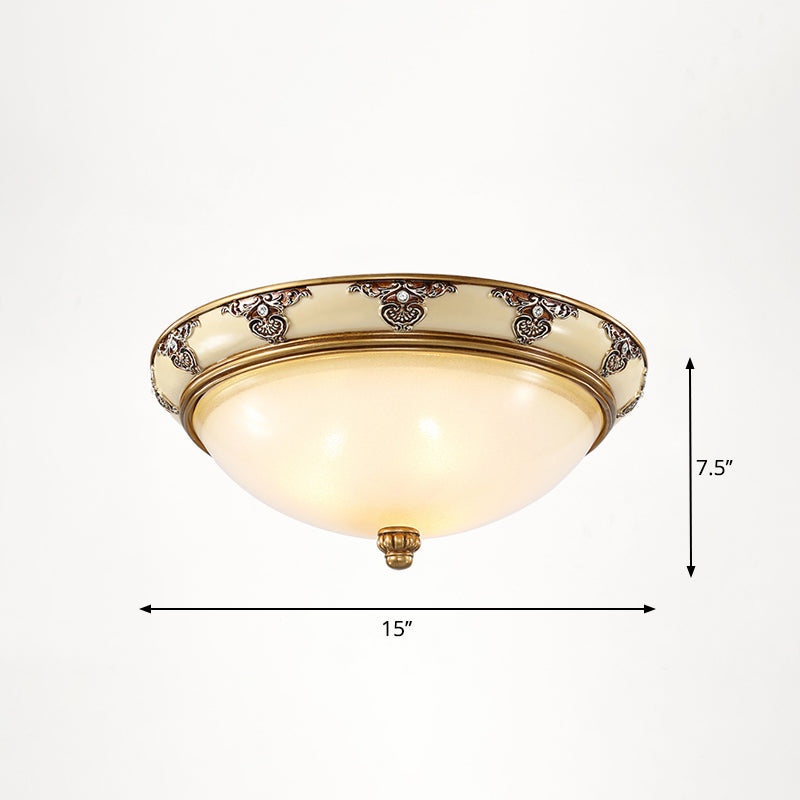 Vintage Frosted Glass Dome Flush-Mount Bedroom Ceiling Light