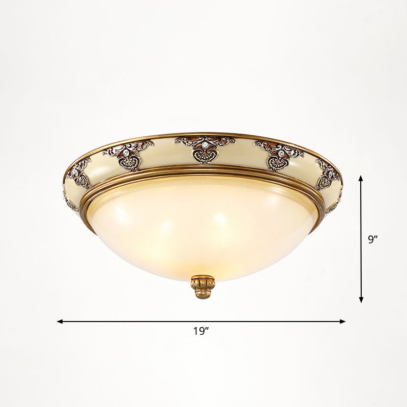 Vintage Frosted Glass Dome Flush-Mount Bedroom Ceiling Light