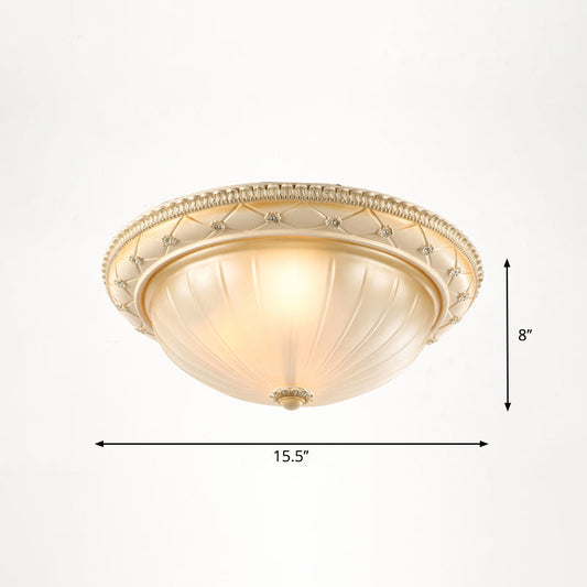 Vintage Frosted Glass Dome Flush-Mount Bedroom Ceiling Light