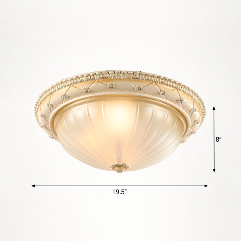 Vintage Frosted Glass Dome Flush-Mount Bedroom Ceiling Light