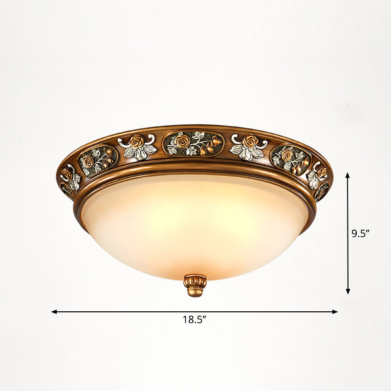 Vintage Frosted Glass Dome Flush-Mount Bedroom Ceiling Light