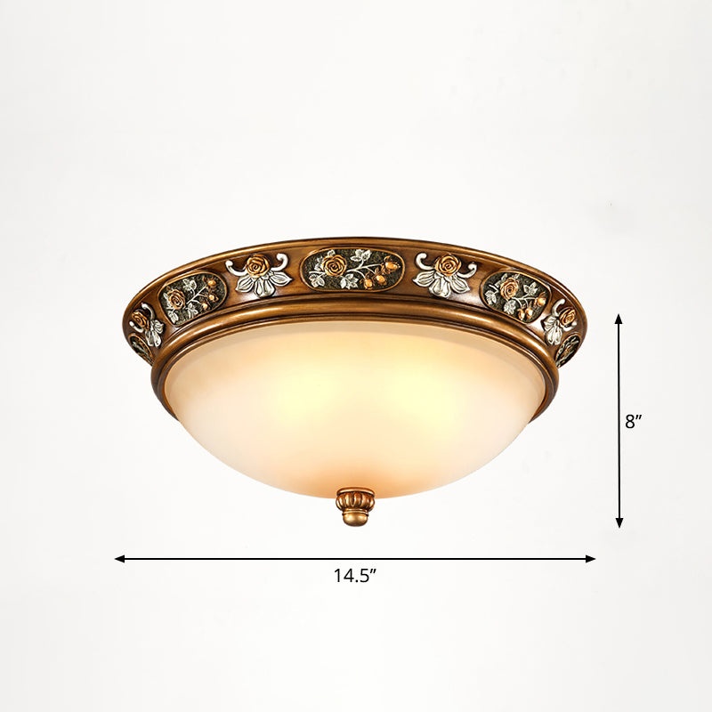 Vintage Frosted Glass Dome Flush-Mount Bedroom Ceiling Light