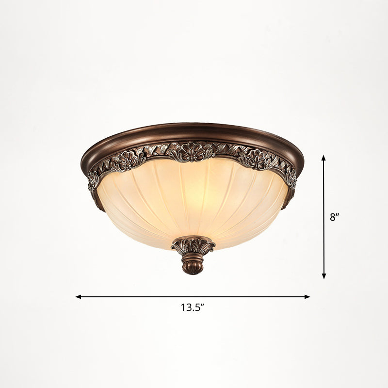 Vintage Frosted Glass Dome Flush-Mount Bedroom Ceiling Light