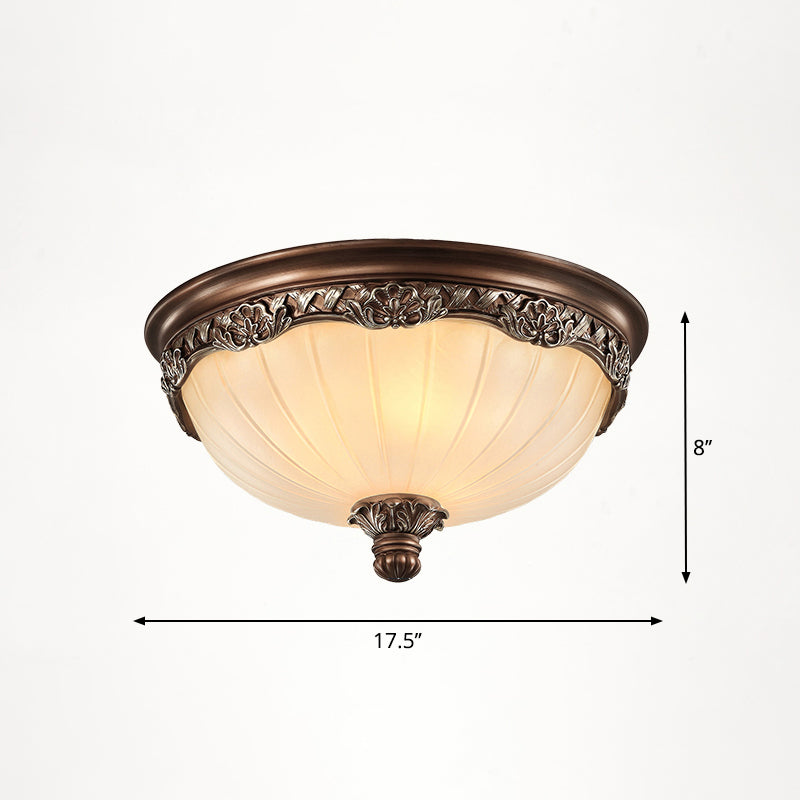 Vintage Frosted Glass Dome Flush-Mount Bedroom Ceiling Light