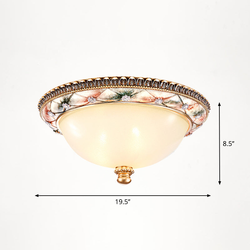 Vintage Frosted Glass Dome Flush-Mount Bedroom Ceiling Light