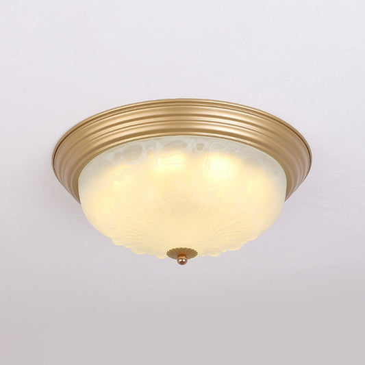 3-Light Frosted Glass Flush Ceiling Light - Colonial Dome Style - Ideal for Bedroom Flushmount Lighting