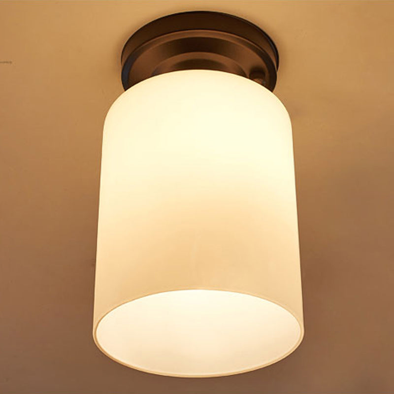 Rustic Metal Small Ceiling Lamp - Black Finish with Shaded Design for Corridors - Flush Mount Light
