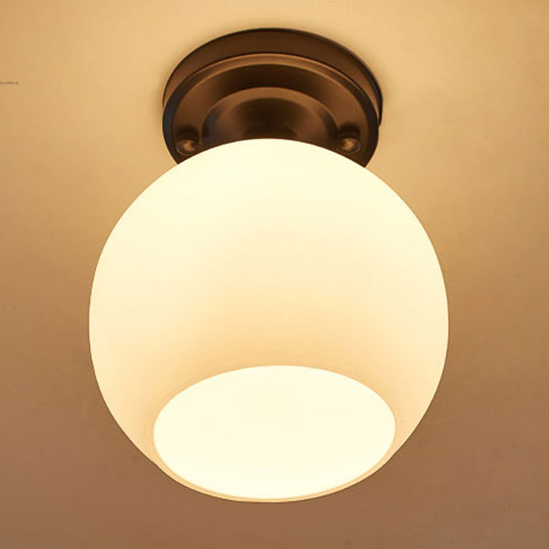 Rustic Metal Small Ceiling Lamp - Black Finish with Shaded Design for Corridors - Flush Mount Light