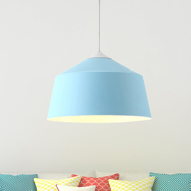 Nordic Metal Dome Pendant Light - 1 Black/Grey/Pink Hanging Ceiling Fixture Blue