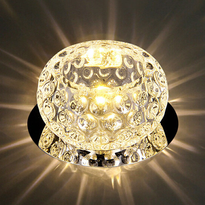 Crystal LED Flush Mount Spotlight for Corridor - Clear Dome Ceiling Light
