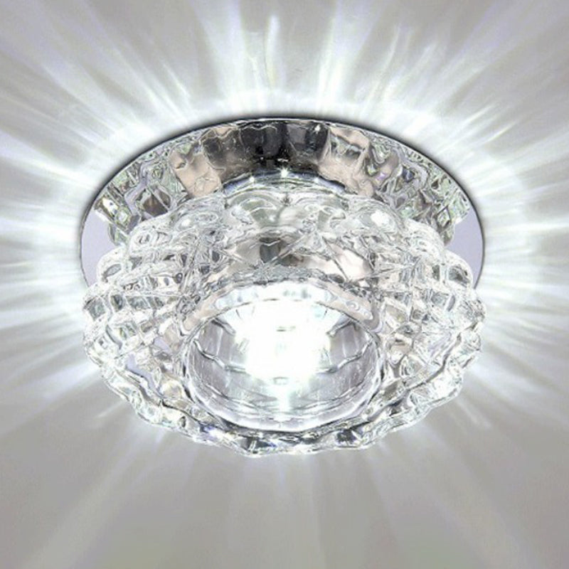 Minimalist Crystal Flush Ceiling Light Fixture: Elegant Floral Design for Living Room Spotlight