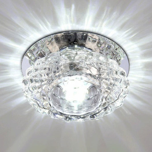 Minimalist Crystal Flush Ceiling Light Fixture: Elegant Floral Design for Living Room Spotlight
