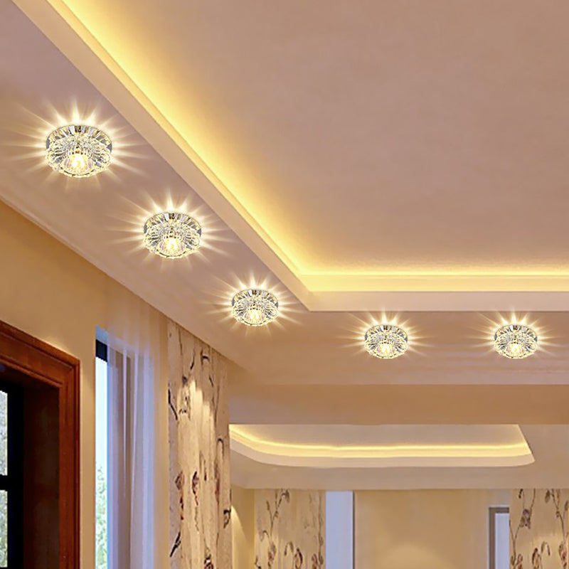 Minimalist Crystal Flush Ceiling Light Fixture: Elegant Floral Design for Living Room Spotlight