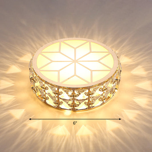 Champagne LED Crystal Embedded Round Ceiling Light - Simple Style Flush Mount for Passageway