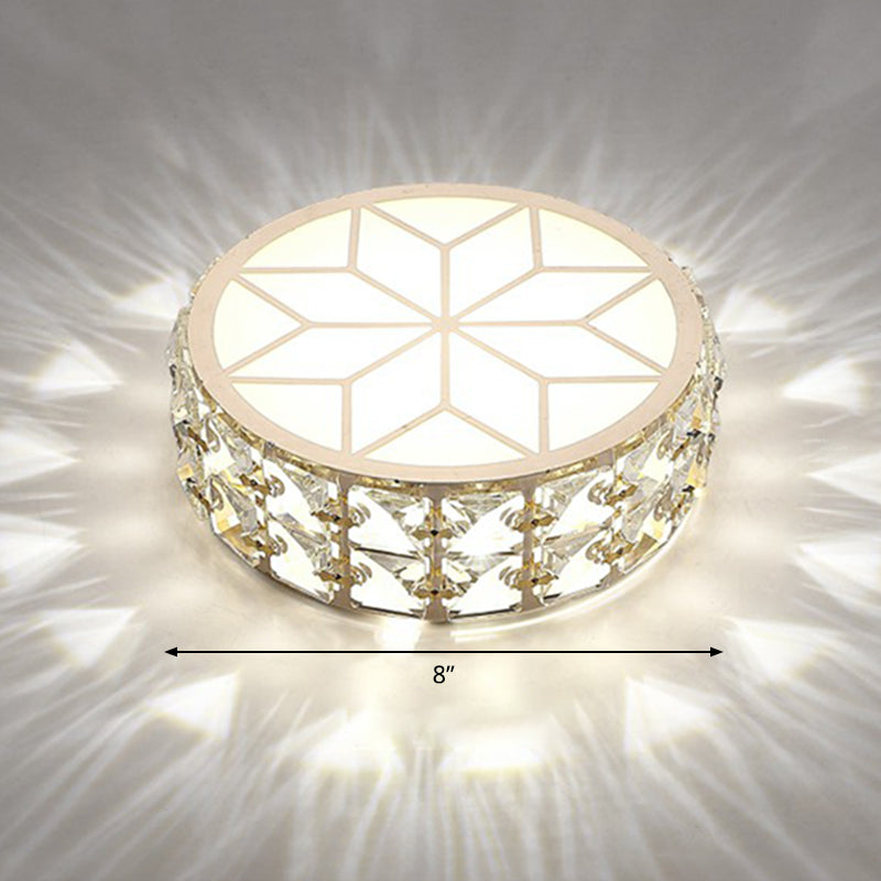 Champagne LED Crystal Embedded Round Ceiling Light - Simple Style Flush Mount for Passageway