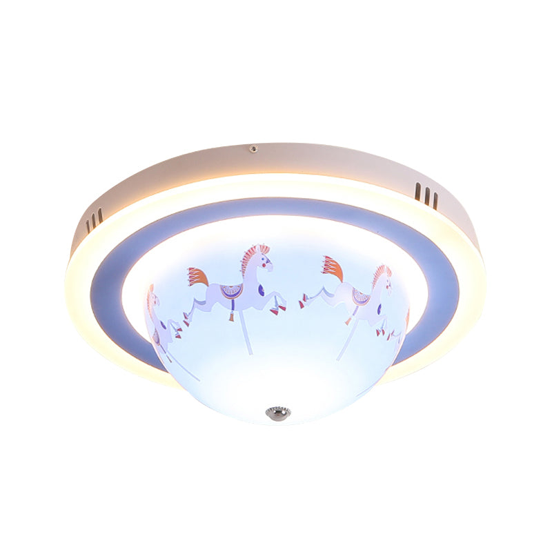 Blue Cartoon Animal Flush Mount Ceiling Light for Nursing Room - Acrylic Ceiling Fixture