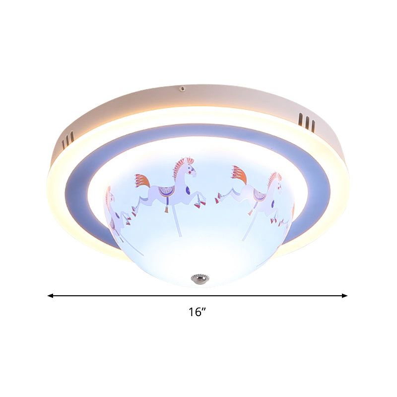 Blue Cartoon Animal Flush Mount Ceiling Light for Nursing Room - Acrylic Ceiling Fixture
