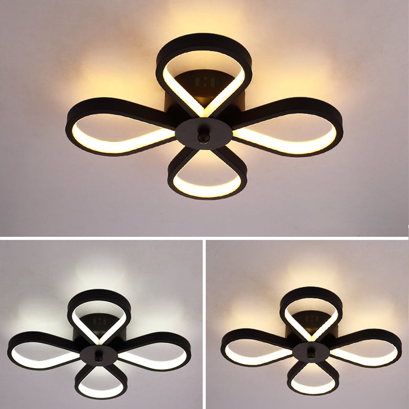 Black Minimalistic Metal Led Semi Flush Ceiling Mount Light For Corridor 4 / Third Gear