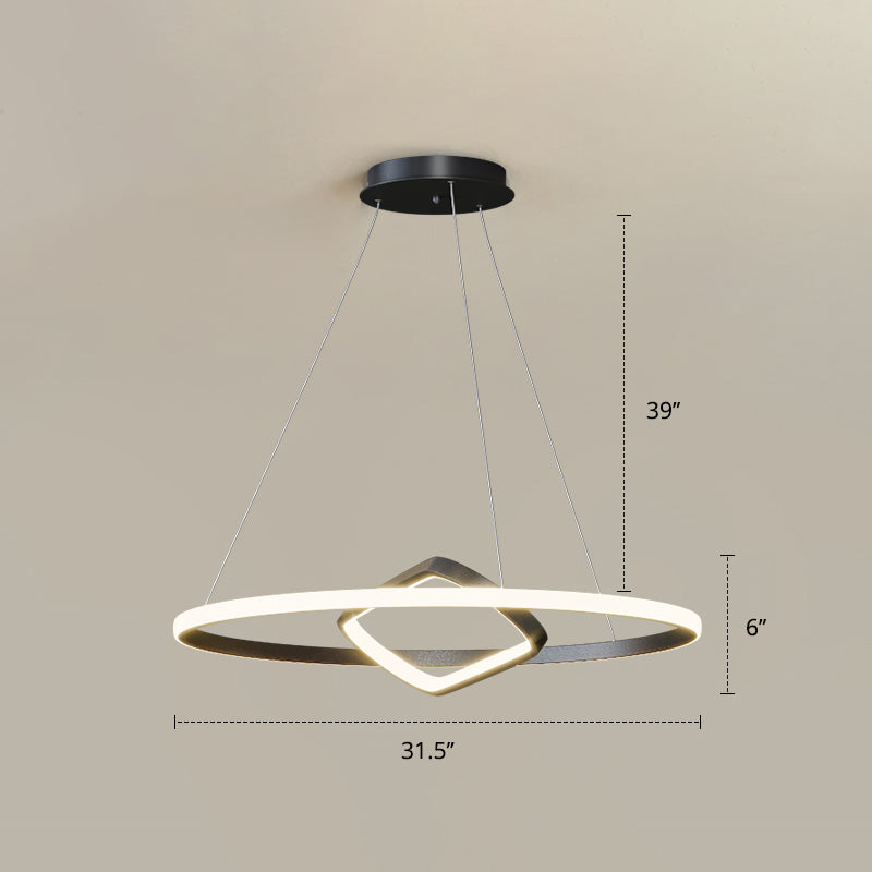 Modern Led Chandelier Nordic Aluminum Pendant Light For Dining Room Black / 31.5 Warm