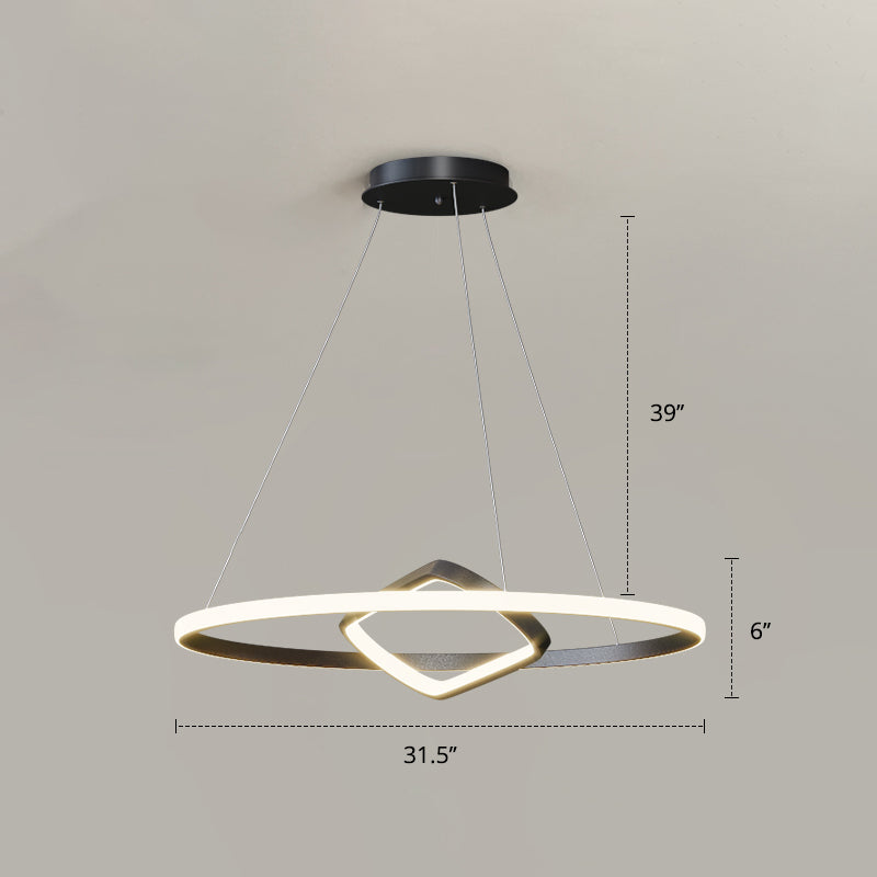Modern Led Chandelier Nordic Aluminum Pendant Light For Dining Room Black / 31.5 Remote Control