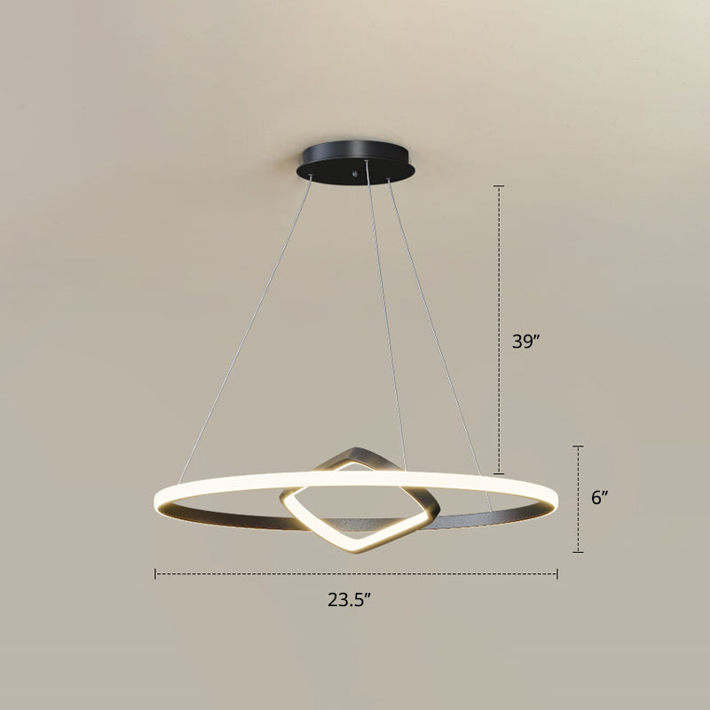 Modern Led Chandelier Nordic Aluminum Pendant Light For Dining Room Black / 23.5 Warm