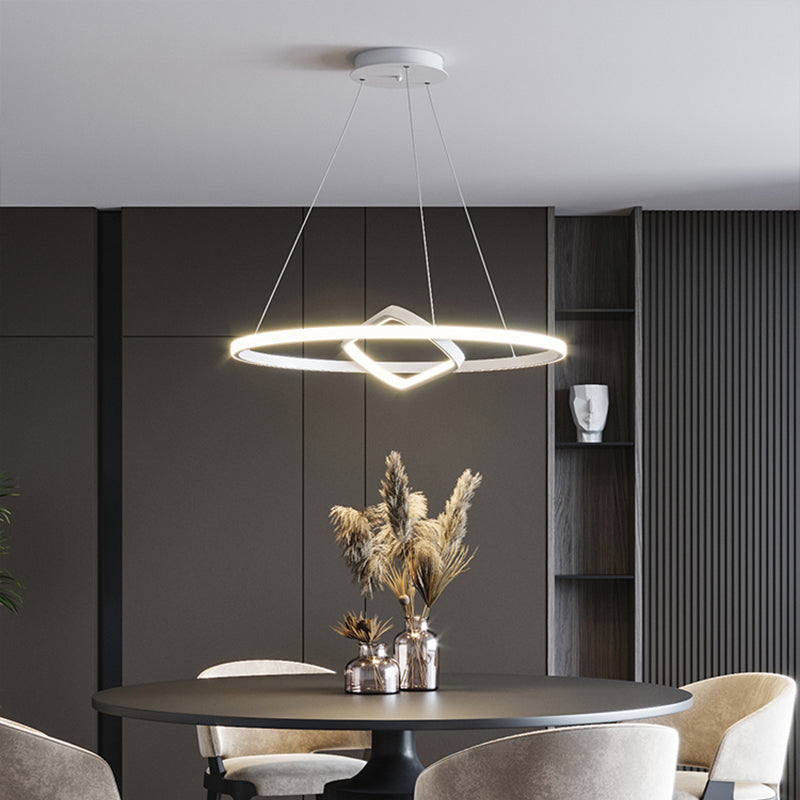 Nordic Aluminum LED Chandelier Pendant Light for Dining Room - Round & Square Design