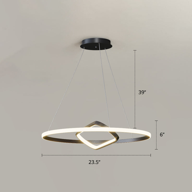 Modern Led Chandelier Nordic Aluminum Pendant Light For Dining Room Black / 23.5 Remote Control