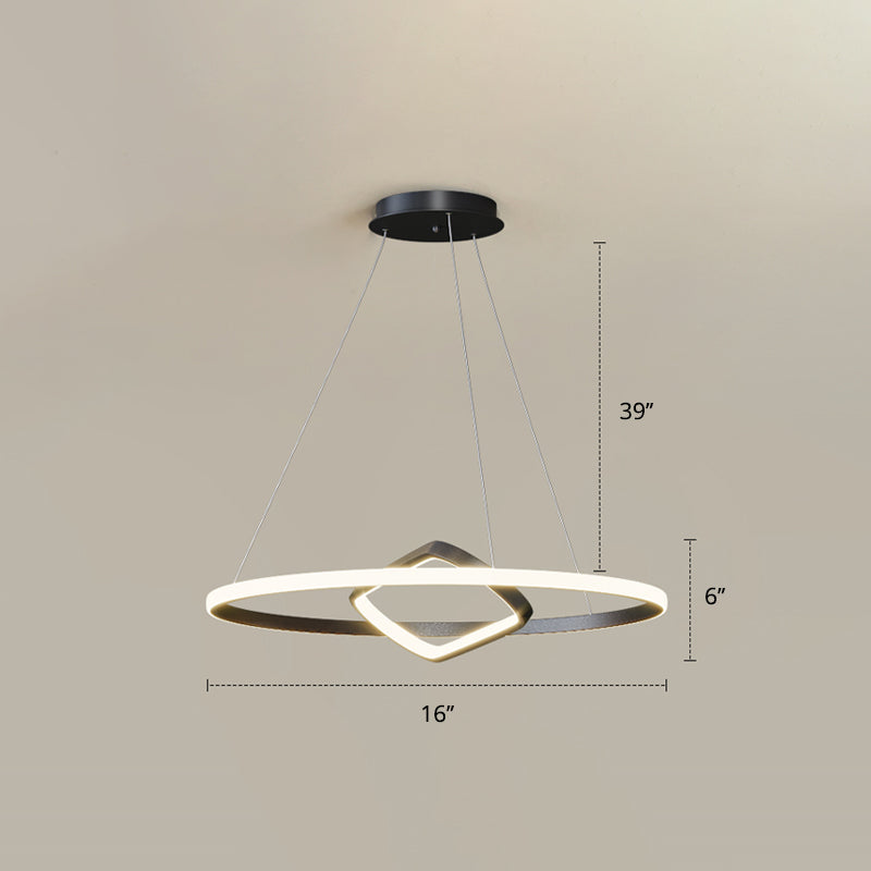 Modern Led Chandelier Nordic Aluminum Pendant Light For Dining Room Black / 16 Warm