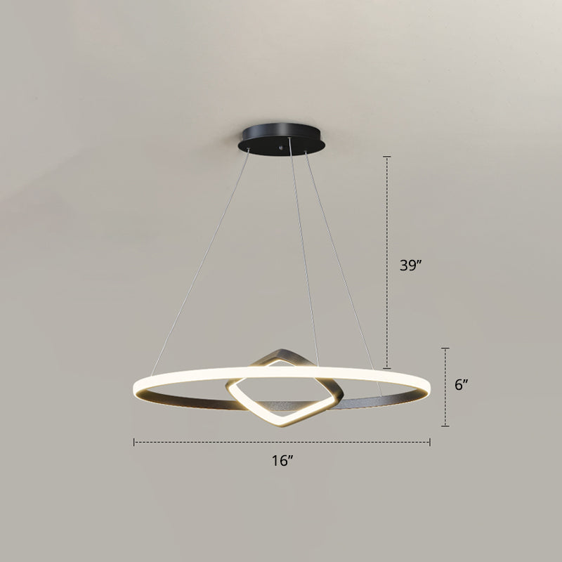 Modern Led Chandelier Nordic Aluminum Pendant Light For Dining Room Black / 16 Remote Control