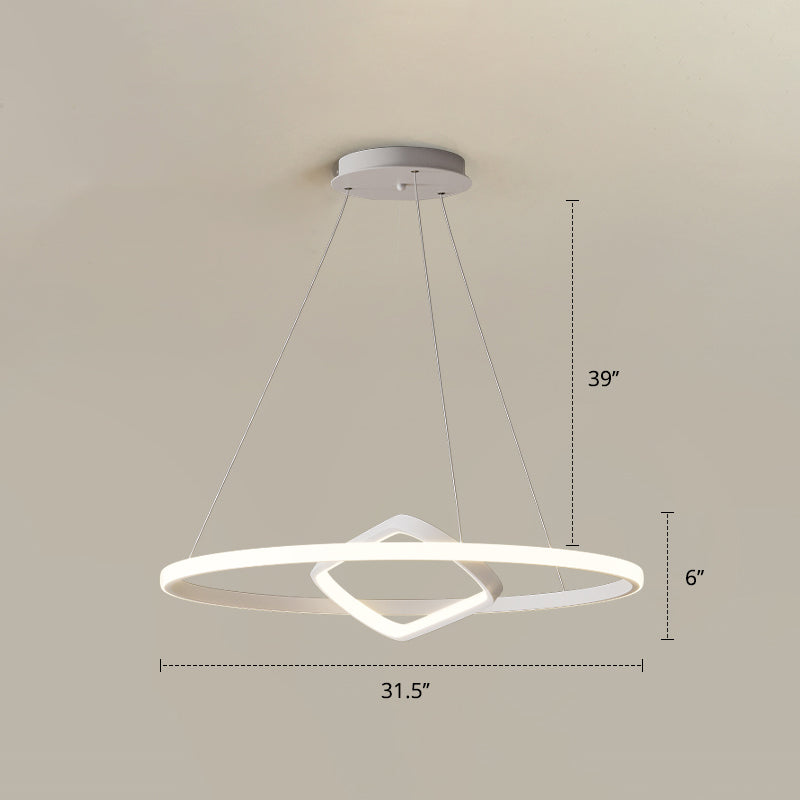 Nordic Aluminum LED Chandelier Pendant Light for Dining Room - Round & Square Design