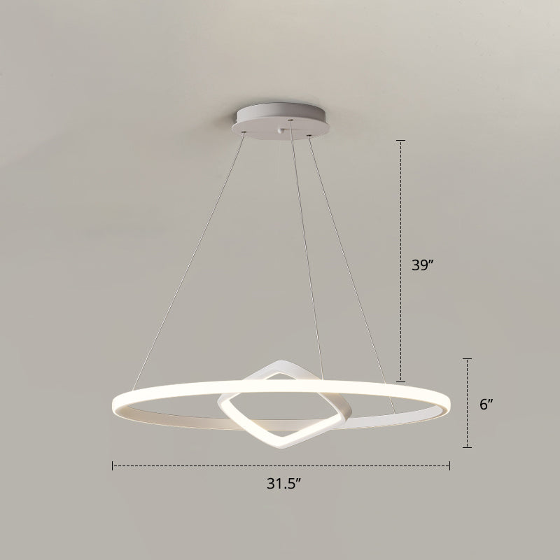 Modern Led Chandelier Nordic Aluminum Pendant Light For Dining Room White / 31.5 Remote Control