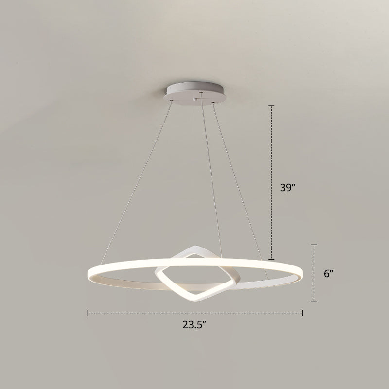Nordic Aluminum LED Chandelier Pendant Light for Dining Room - Round & Square Design