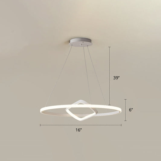 Nordic Aluminum LED Chandelier Pendant Light for Dining Room - Round & Square Design