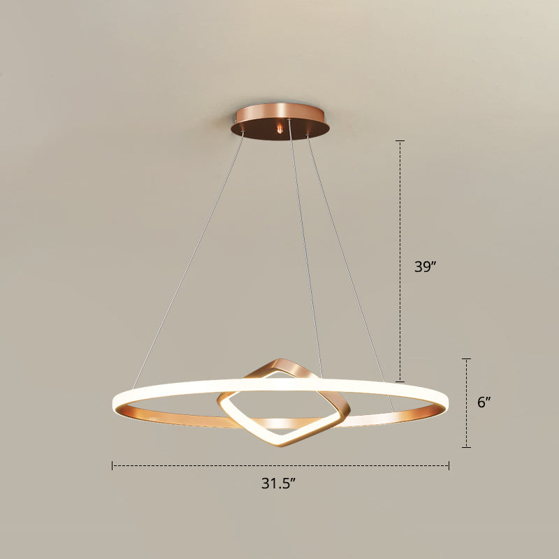 Modern Led Chandelier Nordic Aluminum Pendant Light For Dining Room Gold / 31.5 Warm