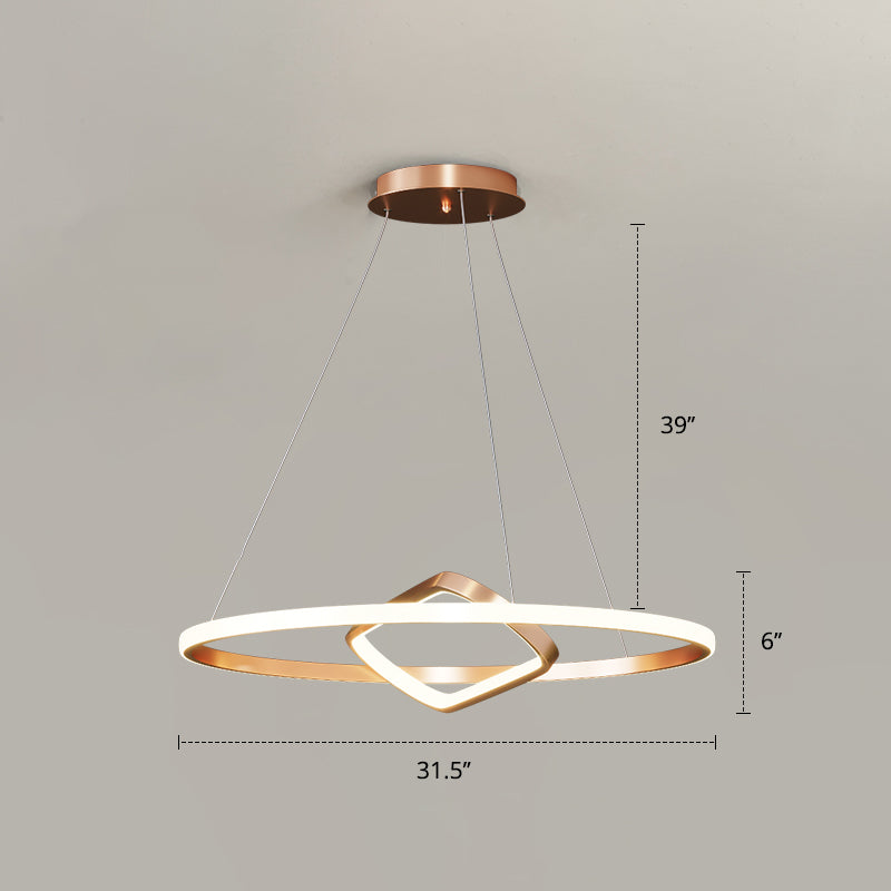 Modern Led Chandelier Nordic Aluminum Pendant Light For Dining Room Gold / 31.5 Remote Control