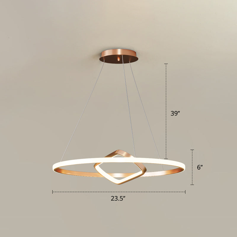 Nordic Aluminum LED Chandelier Pendant Light for Dining Room - Round & Square Design