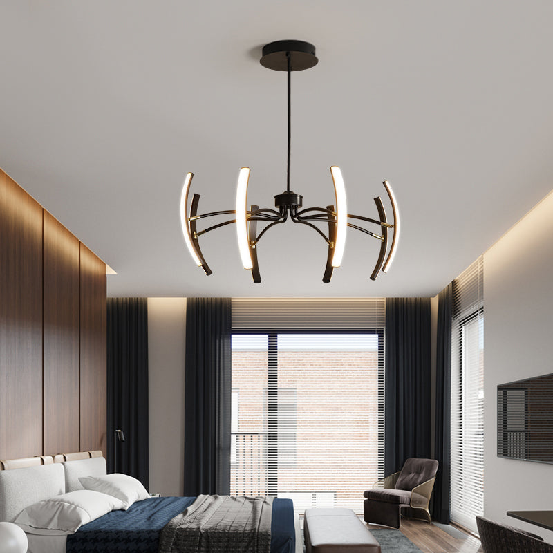 White Minimalistic Floral Chandelier Ceiling Lamp With Metal Led Suspension For Living Room