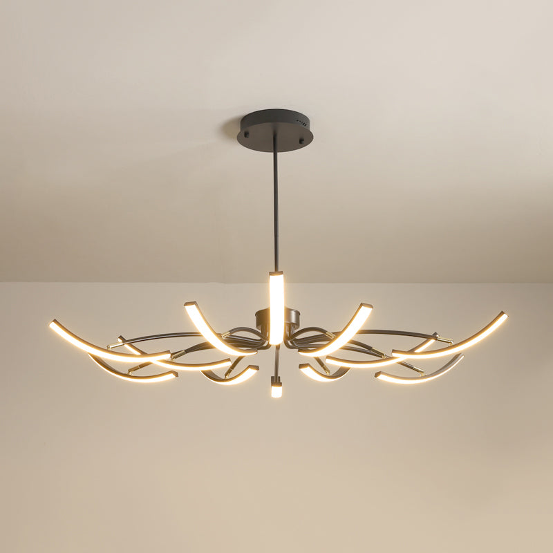 White Minimalistic Floral Chandelier Ceiling Lamp With Metal Led Suspension For Living Room 12 /