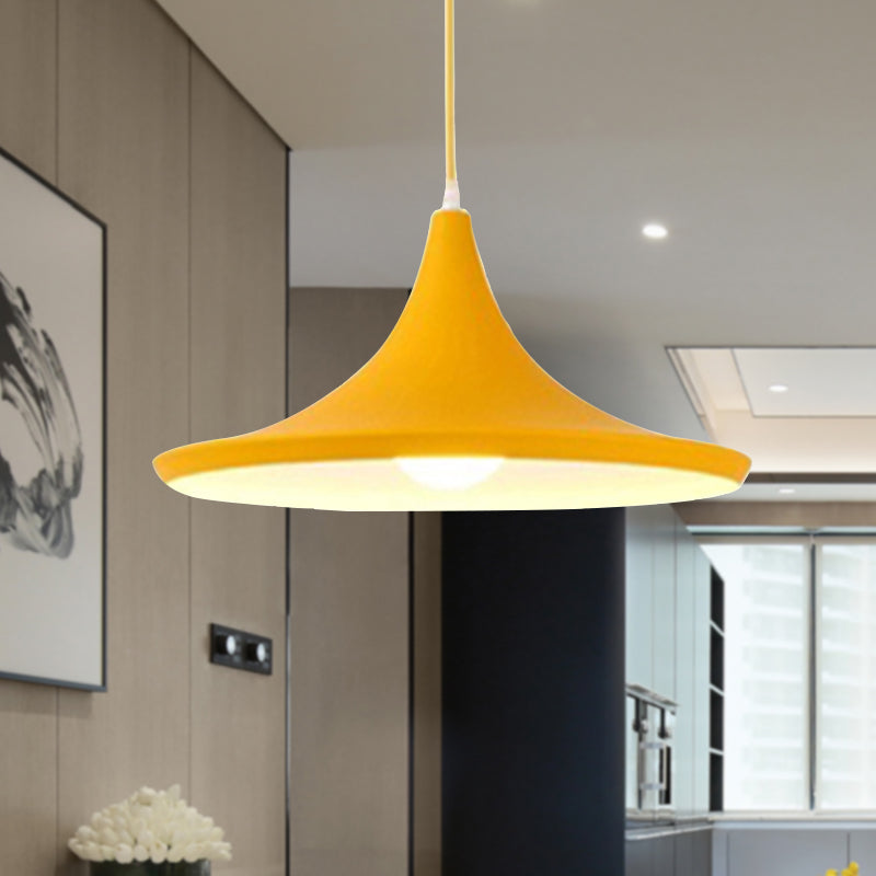Hanging Macaron Style Cone Pendant Light - Pink/Yellow/Blue 1/3 Metal Linear/Round Canopy