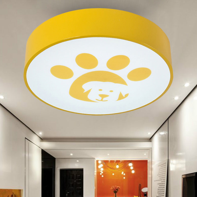 Modern Metal Ceiling Lamp for Kids Bedroom with Doggy Foot Design, Round Mount