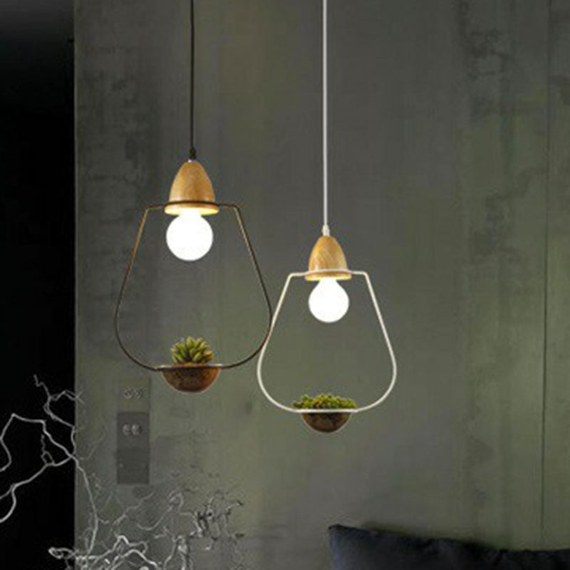 Suspension en métal de style industriel pour salle à manger - Design de pot de fleurs à 1 tête