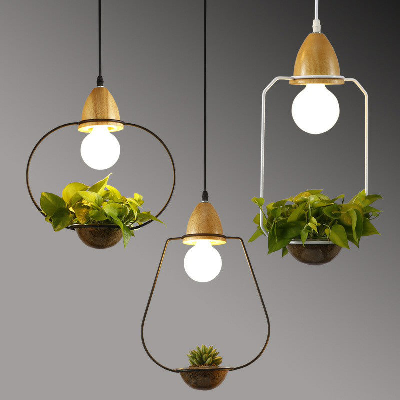 Suspension en métal de style industriel pour salle à manger - Design de pot de fleurs à 1 tête