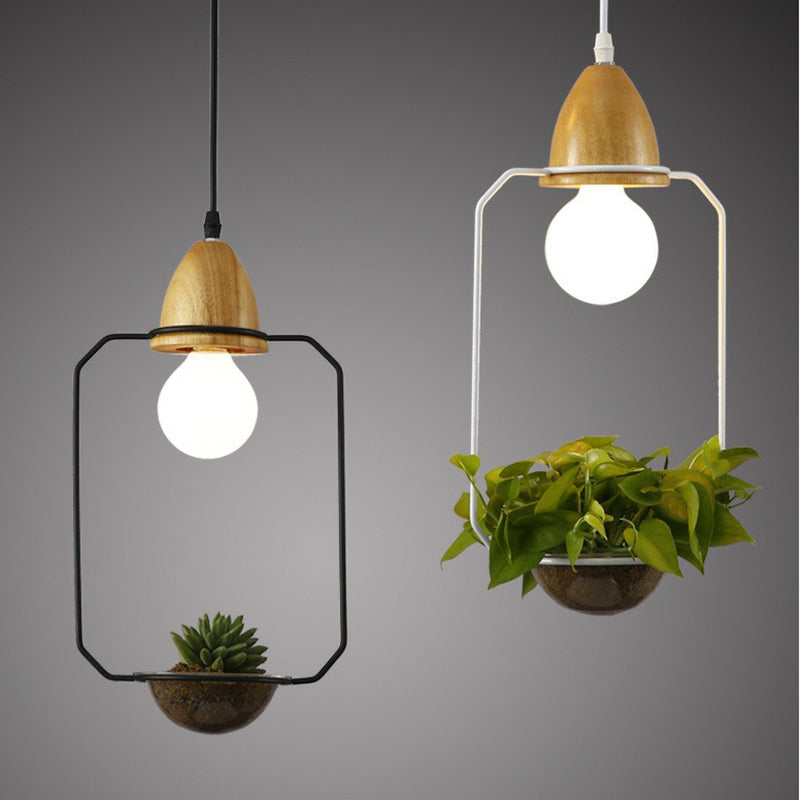 Suspension en métal de style industriel pour salle à manger - Design de pot de fleurs à 1 tête