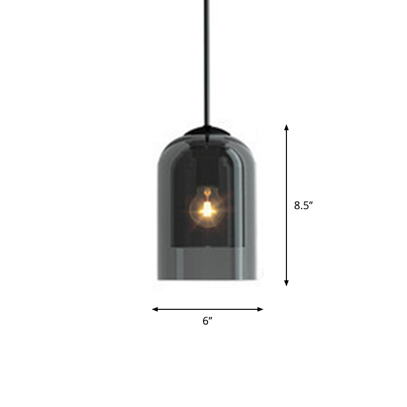Lampe de chevet à double dôme de style nordique avec abat-jour en verre et 1 ampoule