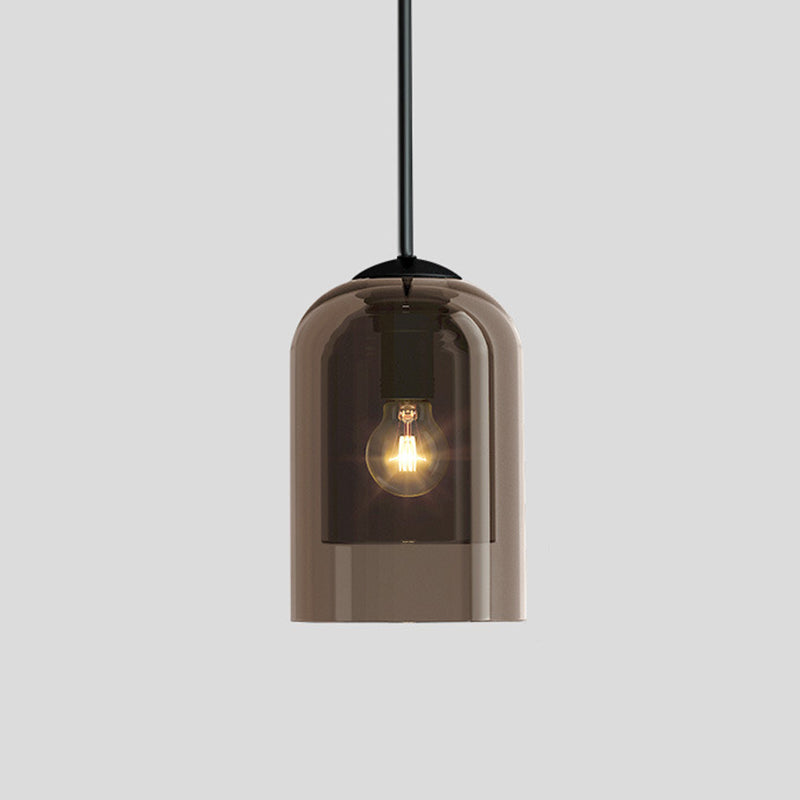Lampe de chevet à double dôme de style nordique avec abat-jour en verre et 1 ampoule