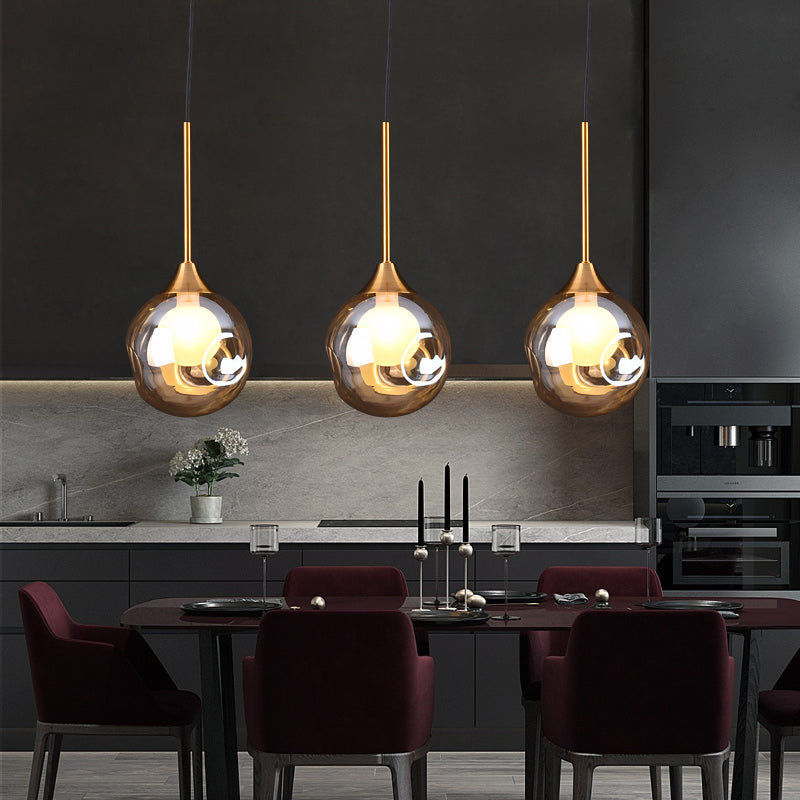 Minimalist Glass Pendant with 3-Head Down Lighting: Ideal for Dining Room and Multiple Hanging Option