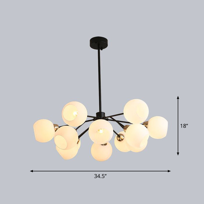 Contemporary White Glass Sputnik Chandelier With Black Suspension - Stunning Lighting Fixture 12 /