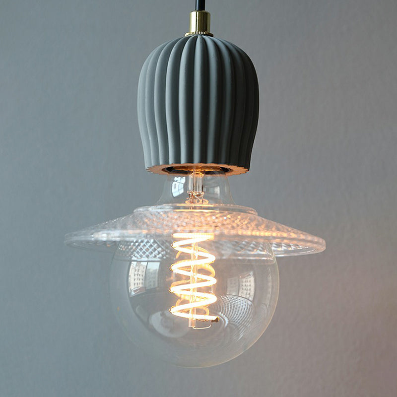 Cement Hanging Bare Bulb Pendant Light - Minimalist 1-Light Fixture For Restaurants Black / 5.5