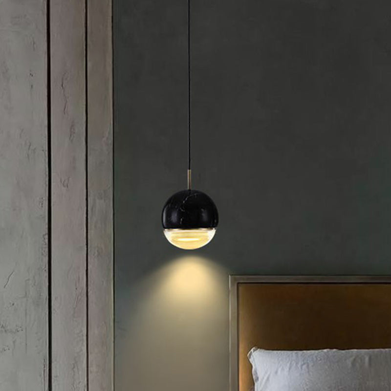 Modern Nordic Marble LED Hanging Lamp for Dining Room with Glass Bottom Ceiling Pendant Light