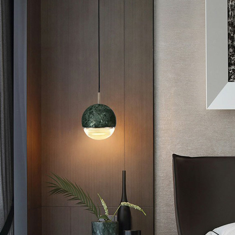 Modern Nordic Marble LED Hanging Lamp for Dining Room with Glass Bottom Ceiling Pendant Light